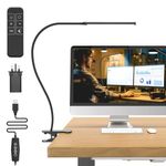 Mojimdo 77 LED Dimmable Desk Lamp with Remote [3 Colour Temperatures & 10 Brightness Levels] 70cm Flexible Gooseneck with USB Charger, Easy Clip on Reading Light, Led Table Lamp, Work Lamp for Home