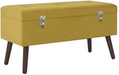 'vidaXL Luxurious Velvet Entryway Bench with Storage Compartment, Mustard Yellow & Solid Pine Wood - Practical and Decorative Piece for Home 80 x 34 x 42 cm