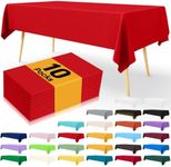 Smiry Disposable Table Cloth - 10 Pack, 54 x 108 Inch Table Cloths for Parties, Decorative Tablecloths for Rectangle Tables, Waterproof Plastic Table Cover, Leakproof & Sturdy, Red