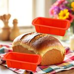 TOPOLMOLD Red Bread Pan Loaf Tray for Homemade Cake,Ice Brick, Meatloaf, Quiche Non-Stick Dishwasher and Oven to Freezer Safe BPA-Free Silicone Mold Non-Stick Surface Food-Grade 2PCS