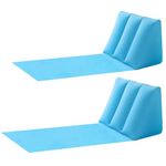 RunNico 2 Pack Inflatable Beach Mat Lounge Chair - Flocking Camping Leisure Lounger Back Pillow - Portable Beach Reclining Lounger for Lawn Outdoors Camping Picnic Travel (Blue-1)