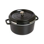 STAUB Cast Iron Roaster/Cocotte, With Steam Insert, Round 26 cm, 5.2 L, With Matte Black Enamel Inside the Pot, Black