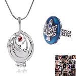 HJYZY 12 pcs The Vampire Diaries Jewelry Sticker Elena Gilbert Opening Vervain Locket Pendant Necklace Vintage Damon/Stefan Salvatore Sun Family Vampire Diaries Crest Rings