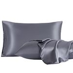 GOLAL Satin Pillowcase for Hair and Skin Queen Size - Silk Pillowcase 2 Pack 20x30 inches, Dark Grey Pllow Cases Set of 2 with Envelope Closure