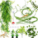 Bearded Dragon Accessories, QUOZUO Terrarium Hanging Plant Vines, Reptile Plants, Bearded Dragon Toys Ball with Bells, Leopard Gecko Tank Accessories for Bearded Dragon Lizard Snake Chameleon