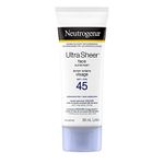 Neutrogena Ultra Sheer Face Sunscreen Lotion Broad Spectrum SPF 45, Dermatologist-tested, Oxybenzone-free, Non-comedogenic, Water Resistant & Non-Greasy, 88mL