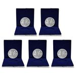 NINE10 German Silver Coins 10 Grams Silver Plated for Diwali Gift Items for Men, Women, Staff, Customer, Clients, Corporate with Velvet Gift Box (Pack of 5) | Silver