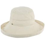 Womens Wide Brim Sun Hat in White Cotton (Natural)