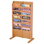 Wooden Mallet 14 Pocket Cascade Free-Standing Magazine Rack, Light Oak