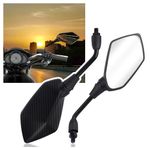 Motorcycle Mirrors with 8mm & 10mm Bolt,HD+360° Adjustable Motorcycle Mirrors for Handlebars,Motorcycle Accessories Wide Angle Rear View Mirror for Scooter,ATV,Dirt Bike (Carbon Fibre)