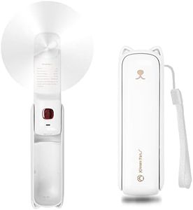 OHLGT Mini Ventilateur Portable, 3 vitesses rechargeables 12-24 heures de fonctionnement, ventilateur à main 3 en 1 avec lampe de poche, banque d'alimentation pour le voyage, le maquillage des femmes