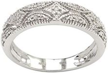 14k White Gold Over Sterling Silver Natural Diamond Accent Band Ring (I-J Color, I2-I3 Clarity) Ring Size-6.5