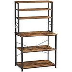 VASAGLE Coffee Bar, Baker’s Rack for Kitchen with Storage, 6-Tier Kitchen Shelves with 6 Hooks, Microwave Stand, Industrial, 15.7 x 31.5 x 65.7 Inches, Rustic Brown and Black UKKS019B01