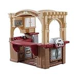 Step2 Grand Walk-In Kitchen & Grill - Step2 Kitchen for Children - Large Play Kitchen with Grill, Microwave, Stovetop, & Refrigerator - 103-Piece Accessories Kit Included- Brown/Tan Maroon