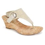 White Mountain Shoes Aida Women's Cork Wedge Sandal, Gold/Glitter, 7.5