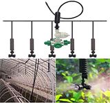 DIY Crafts Fit at Any Place Fan Watering Irrigation Sprayers Outdoor Cooling Gardening System Misting PE Fan Rings Mist Nozzle Lawn Veranda (9 Pcs Mist Kit, Included Pipe+Faucet Connector+Accessory)