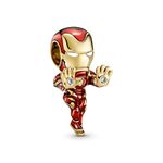 Pandora Marvel Iron Man 14k gold-plated charm with clear cubic zirconia, red, black and white enamel