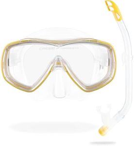 Cressi Kids Ondina Vip Jr-Mask & Snorkel-Snorkeling Combo Set (Made in Italy), Clear/Yellow