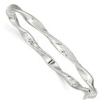 Sterling Silver Rhodium-plated Polished Twisted Hinged Bangle Bracelet