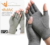 Brownmed IMAK Compression Arthritis Gloves - Compression Gloves for Arthritis & Joint Pain Support - Men's & Women's Fingerless Gloves to Support Circulation - Grey - Large