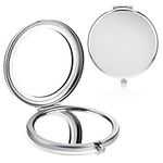 YUXIANLB Compact Mirror for Purse, Folded Double-Sided 2X Magnifying Travel Compact Mirrors, Portable Small Travel Makeup Mirror for Purse, Pocket and Bag, Gift for Women Mom (Round, Silver)