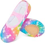 Ballet Shoes for Girls Toddler Dance Practice Ballet Slippers Soft PU Leather Flats Shoes for Kid Sole Yoga Gymnastics, Rainbow Unicorn, 11 Little Kid