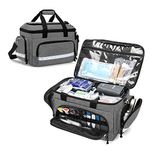 Damero First Responder Bag Empty, Medical Emergency Trauma Bag with Detachable Dividers for EMT, Nurses, Tactical Medics, Home Care, Gray