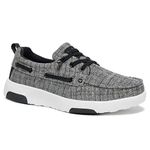 OrthoComfoot Flexible Shoes Women, Non Slip Sneakers, Comfortable Walking Deck Shoes for Outdoor black/grey Size 6