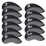 CRAFTSMAN GOLF 11pcs/Set Black and Grey Neoprene Iron Headcover Set with Large No. for All Brands Callaway,Ping,Taylormade,Cobra Etc.
