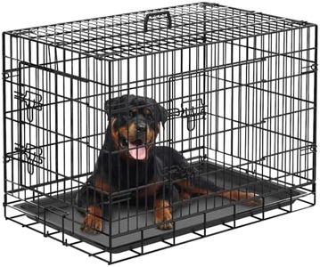 Advwin 42" Dog Cage Pet Crate Puppy Cat Foldable Metal Kennel 2 Doors with Removable Tray