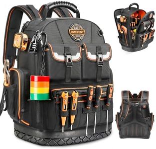 LOKASS Tool Backpack Heavy Duty, 18.5 in, 56 Pockets, Molded Bottom, Black