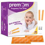 Premom hCG Pregnancy Test Strips: 50 Individually Wrapped Pregnancy Test Kit Powered by Premom Ovulation Predictor | hCG Urine Pregnancy Test Strips in Bulk