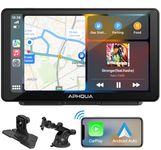 APHQUA A3 Newest Portable Wireless Apple CarPlay and Android Auto Car Radio Stereo with detachable Sunshade,7 inch IPS Touchscreen Bluetooth Hands Free Call, Mirror Link/GPS/Siri for All Vehicle&Truck