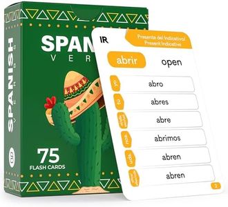 Spanish Verb Conjugation Flash Cards with 6 Tenses (150 Verbs 75 Cards) Educational Language Learning Resource for Memory & Sight Words – Fun Game Play - Kids, Grade School, Classroom or Homeschool