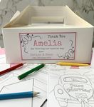 Personalised Children's Wedding Activity Large White Box - with activity pack, pencils & tissue paper