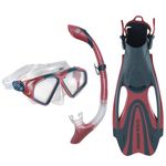 US.Divers Set Cozumel| Adult Mask, Fins and Snorkel Kit with UV Protection, Anti-fog and Anti-leak Lenses, Hiking, Snorkeling, Men and Women, Silicone Mask, Adjustable Fins, Carry Bag Included