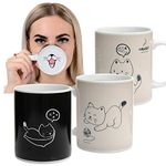 InGwest by Ukraine. Heat Sensitive Color Changing Coffee Mug with Funny Cat. Very Cute Magic Mug with Tongue on bottom.