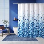 DEARARTBath Wave Blue Shower Curtain Liner for Bathroom, Fabric Shower Curtain Set with Grommet and Hooks, 72''H × 60''W Shower Curtains 100% Waterproof Easy Care Machine Wasable