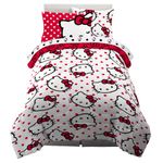 Franco Collectibles Hello Kitty Polka Dot Bedding 5 Piece Super Soft Comforter and Sheet Set with Sham, Twin, (Official Licensed Product)