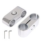 BQLZR 2X Double Hole Tube Clamp Pipe Round Tube Two-Way Connector 82x25mm Silver