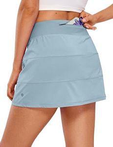 CRZ YOGA Womens High Waisted Tennis Skirts with 3 Pockets Golf Skirts A Line Lightweight Cute Athletic Casual Skorts Light Grayish Blue Small