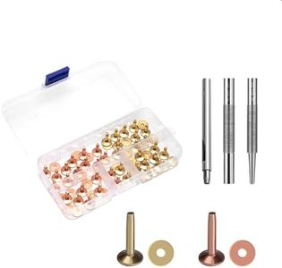 WUAT 40 Sets Copper Rivets and Burrs, Solid Brass Rust-Proof Studs Leather Rivet Setting Tool for Belts Wallets Collars DIY Craft Supplies 1 Sizes (Brass + Copper)