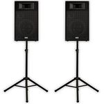 Acoustic Audio BR12 Passive 12" Speaker Pair and Stands DJ PA Karaoke Speakers