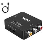 RCA to HDMI, AV to HDMI, Vilcome 1080P Mini RCA Composite CVBS AV to HDMI Video Audio Converter Adapter Supporting PAL/NTSC with USB Charge Cable for PC Laptop Xbox PS4 PS3 TV STB VHS VCR DVD(Black)