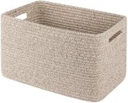 OIAHOMY Cotton Rope Woven Storage Baskets for Shelves, Rectangle Storage Bins with Handles, Towel Basket for Bathroom-Brown