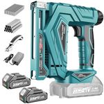 Electric Staple Gun with 2×2.0Ah Battery, 2 in 1 18GA Cordless Brad Nailer & T50 Crown Stapler with 2000 Nails & Staples, 2 Firing Modes, Adjustable Power, for Upholstery, Woodworking & DIY
