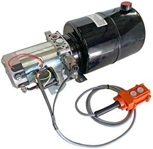 Hydraulic Power Unit 12VDC for Dump Trailers. Steel Heavy Duty Reservoir. Single and Double Acting w Remote (10 Quarts, Single Acting)
