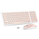 cimetech Wireless Keyboard and Mouse Combo, Compact Full Size Wireless Keyboard and Mouse Set Less Noise Keys 2.4G Ultra-Thin Sleek Design for Windows, Computer, PC, Notebook, Laptop (Bright Pink)