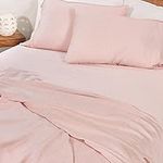 Buffy 100% Eucalyptus Lyocell Sheet Set - Silky Soft, Cool-to-The-Touch, Naturally-Dyed 4 Piece Set w/ 15” Deep Pockets (Pink, Queen)