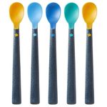 Tommee Tippee 44719610 Soft Tea Spoon with Long Non-Slip Handle, Extra Soft, from 4 Months, Pack of 5, Multi-Coloured